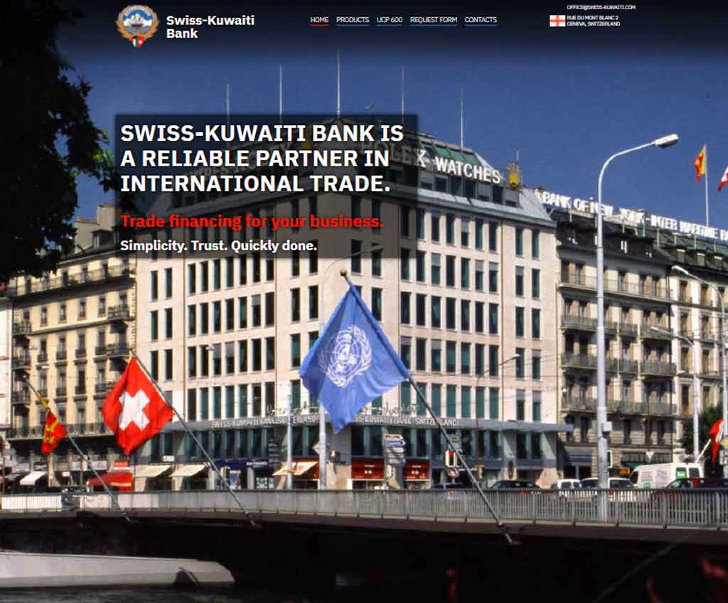 Página web de Swiss-Kuwaiti Bank