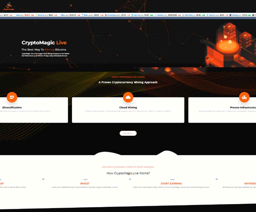 Página web de CryptoMagic.Live