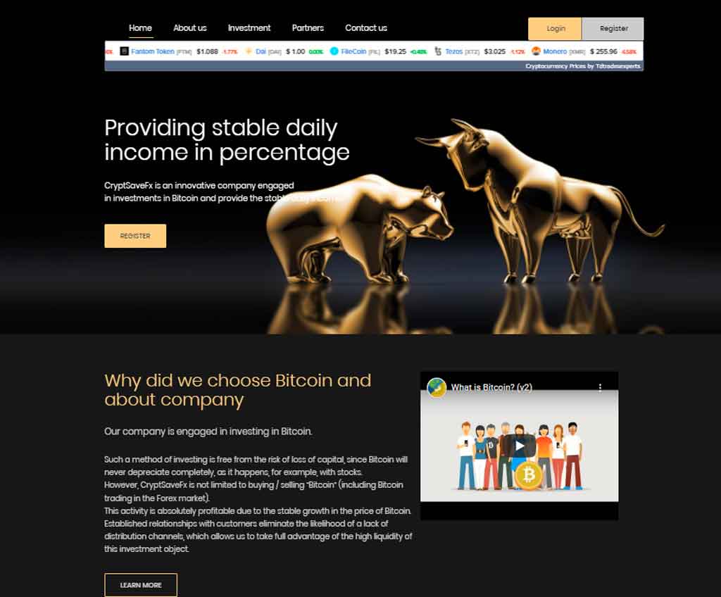 Página web de CryptSaveFx
