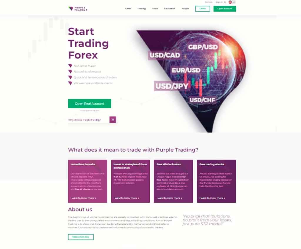 Página web de Purple Trading