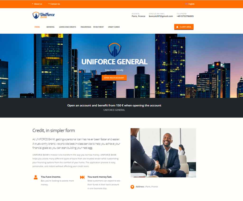 Página web de UNIFORCE BANK