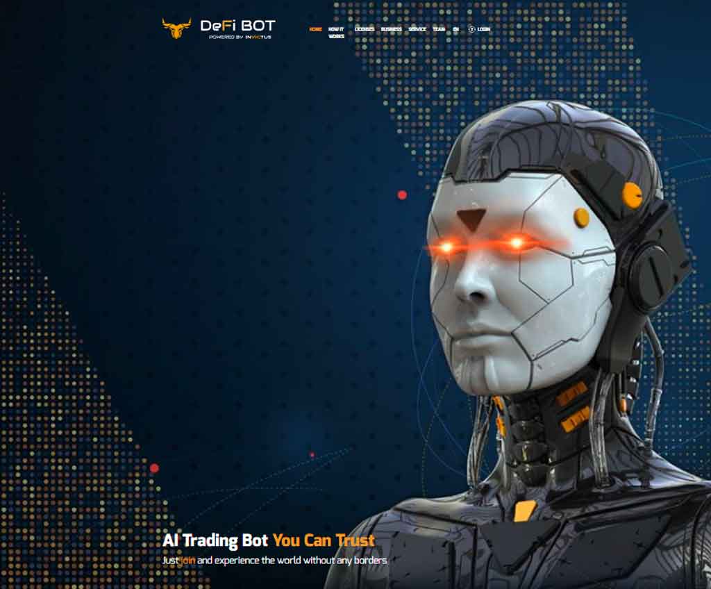 Página web de DeFi Bot