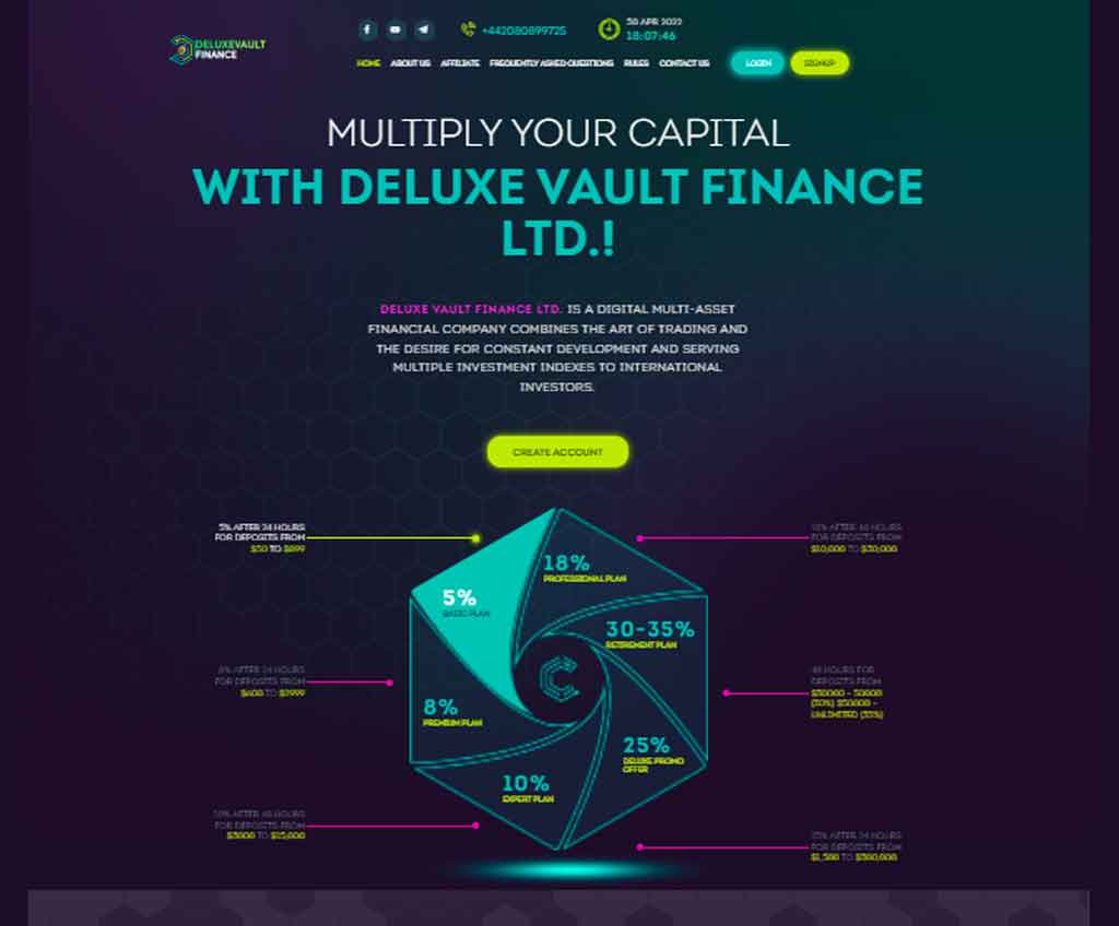 Página web de Deluxe Vault Finance Ltd