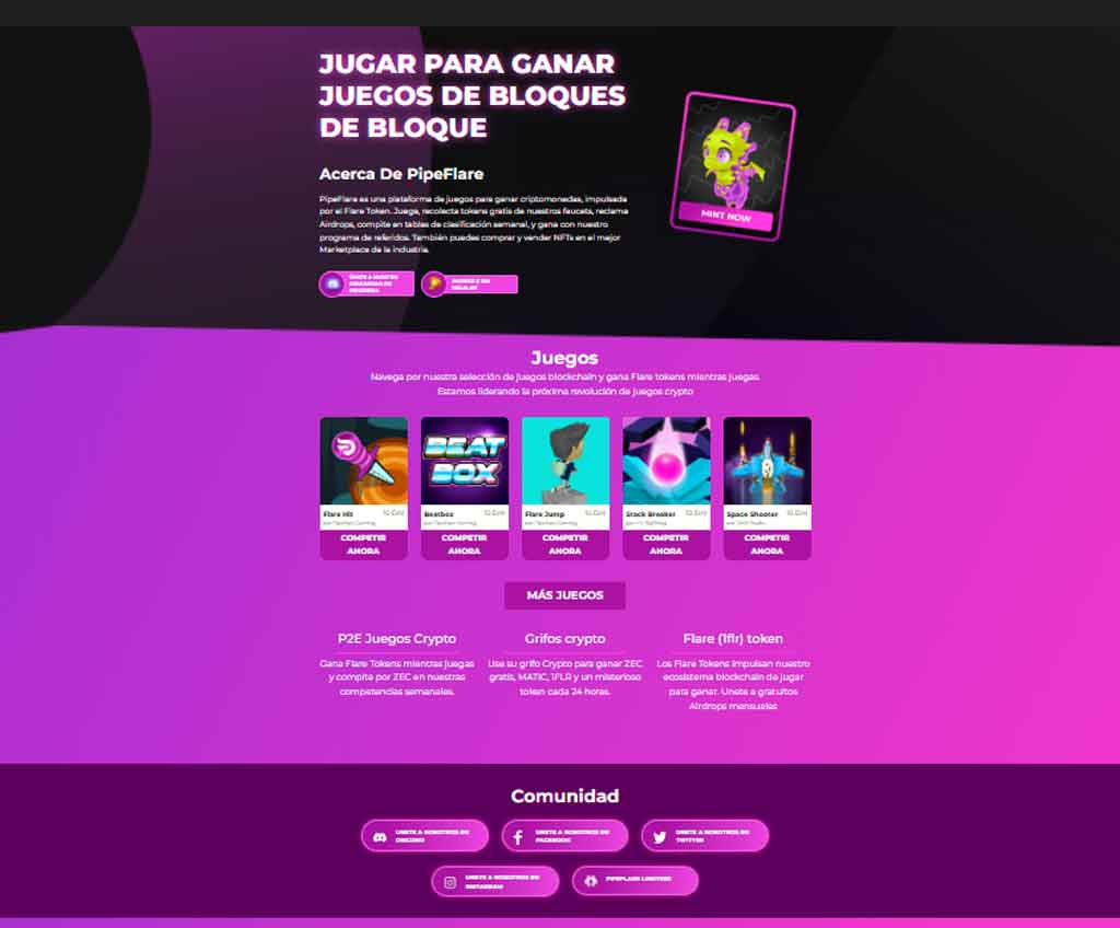 Página web de PipeFlare